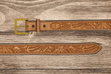 Saddle Tan Floral Belt