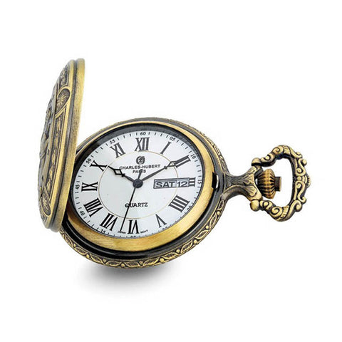 Charles Hubert 2-tone Antique Finish 3 Horses Pocket Watch
