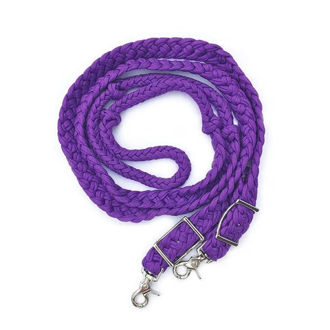 Braided Barrel / Roping Reins 8 ft, 2 Nickel Plated Scissor Snaps, Solid Colors