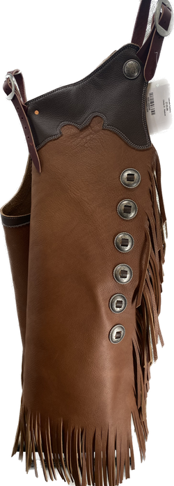 Medium Black and Brown Adult Chinks with Slotted Conchos