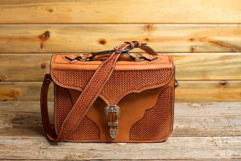 Saddle Tan Spider Briefcase